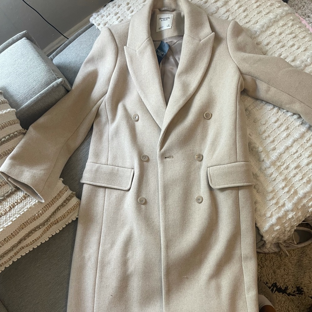 Abercrombie taupe long winter coat